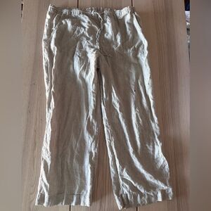 Poetry Drawstring linen pants light tan with pinstripe pattern -Size 12
